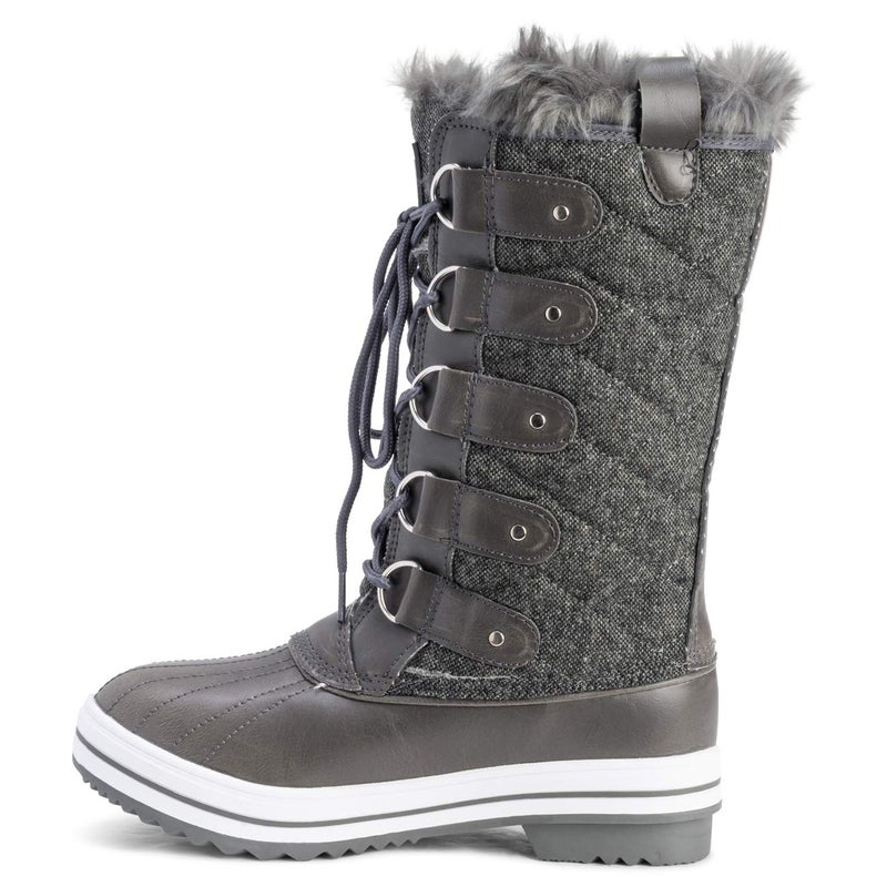 POLAR Womens Snow Boot Quilted Tall Winter Snow Waterproof Warm Rain Boot - 8 - GRT39 YC0013 - Image 3